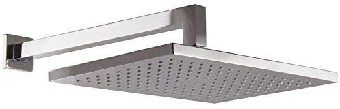 PaulGurkes Regenbrause mit Wandarm eckig Duschkopf Kunststoff rechteckig Chrom Zulaufarm aus massivem Messing hochwertig verchromt