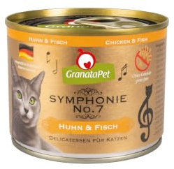 GranataPet Symfoni nr. 7 kyckling & fisk, kattmat utan spannmål och sockertillsatser, filé i naturlig gelé, delikat våtfoder för katter, 6 x 200 g