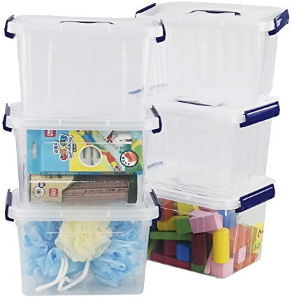 Nesmilers 6 Liter Plastic Stacking Storage Box with Lid, 6 Packs