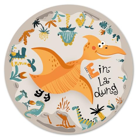 Kigebu 12 Einladungskarten Kindergeburtstag Dinosaurier, Die Kinder Geburtstagseinladung für Jungen und Mädchen, Geburtstags Karte Dino (Dino ohne Kuvert)