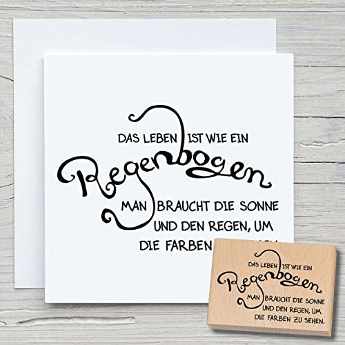 NEWSTAMPS Stempel Das Leben ist Motivstempel groß aus Holz & Gummi zum Karten und Geschenke basteln, Holzstempel für Sprüche, Spruchstempel, Textstempel, Schrift, Scrapbook, Textilstempel, Deko