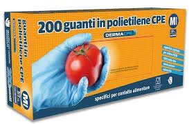 200 pz Guanto in polietilene CPE specifico per contatto alimentare 1 box