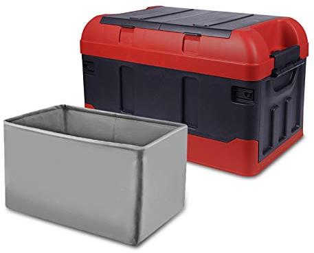 Ergocar Kofferraum Organizer Aufbewahrungstasche Mit wasserdichter PVC-Tasche Aufbewahrungskiste 3 mal Größe Faltbar Auto Kofferraum-Tasche für Auto/LKW/SUV (Red Black, 75L)