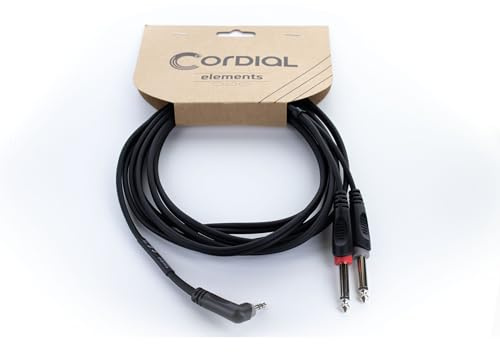 Cordial - EY 15 W-RPP Cavo Splitter Audio Y Jack 6,3 mm TRS Maschio a 2 Jack 6,3 mm TS Mono, Lunghezza 1,5 m, Serie Essentials, Nero