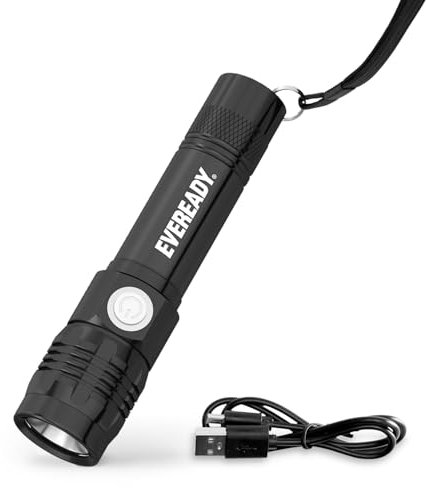 Eveready LED Tactical Flashlight, Bright Rechargeable Flashlights for Emergencies and Camping Gear, Water Resistant Flash Light