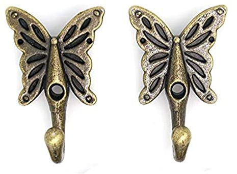 NC 4Pcs Vintage Antik Messing Schmetterlingsförmige Wandhaken Schmetterling Wandhaken Kleiderbügel Kleiderbügel Vintage Haken für Mantel Robe Handtuch Öl eingerieben Bronze