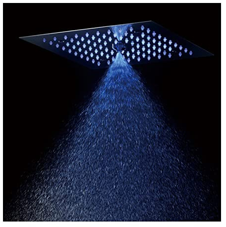 SHUGUANG Cabezal de Ducha Cuadrado LED, 12 Pulgadas Negro 2 Funciones Alcachofa de Ducha Acero Inoxidable Rociador Ducha 64 Colores Empotrable Alcachofas Fijas para Ducha,Touch Control