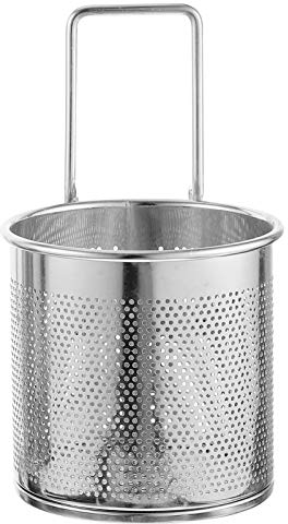 Angoily Frying Pan Stainless Steel Mesh Pasta Basket Hot- pot Mesh Net Basket Stainless Steel Pasta Basket Pasta Insert Strainer Hanging Noodle Strainer with Handle Kitchen Utensils Round Basket