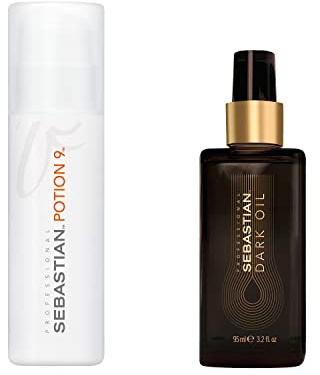 SEBASTIAN PROFESSIONAL POTION 9 & DARK OIL – Leave-in Styling Conditioner (150 ml) & nährendes Haaröl (95 ml) – feuchtigkeitsspendende Haarpflege für glänzende Haare – pflegt & stylt