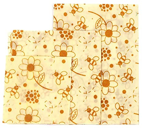 Beeswax Cloths for Food Set of 3 Beeswax Wrap Cling Film Reusable Oilcloths for Bread Sandwiches Cheese Vegetables Wax Paper Zero Waste