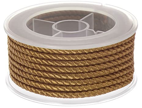 sourcing map Hilo de Nylon, Cuerda de Abalorios de Cordel, Cordón Trenzado Extrafuerte 3mm para Pulseras Joyería Fabricación Bricolaje Artesanías 4M/13 Pies, Claro Marrón