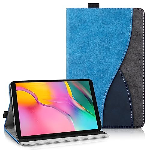 AsWant Hülle Kompatibel mit Samsung Galaxy Tab A 10.1 2019 SM-T510 T515 - Ultradünne Business Tricolor Tablette mit Portemonnaie und Standfunktion Galaxy Tab A hülle (Blau)