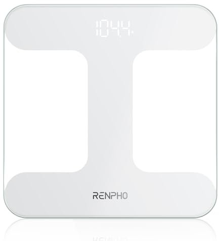 RENPHO Personenwaage Digital, Waage Personen aus gehärtetem Glas, Waage mit heller LED-Anzeige, präzise Teilung alle 50, ultradünn, intelligente Funktion, Core TS