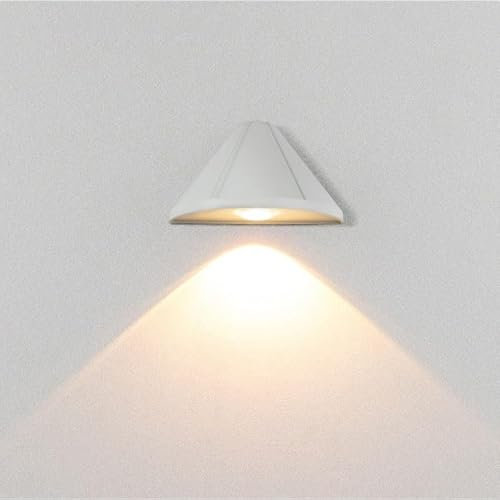 LOGT 5W LED Wandleuchte Innen Aussen Wandlampe Modern IP65 Wasserdicht Außenlampe Warmweiß 3000K Aluminium Außenbeleuchtung Wandspot für Garten Flur Haustür Wohnzimmer Schlafzimmer Balkon,Weiß