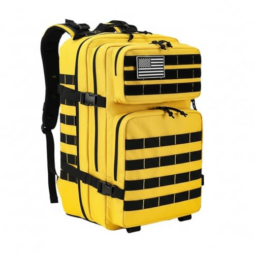 SEYATULLH Militärische taktische Rucksäcke, 30/45 l, groß, für Armee, Molle-Tagesrucksack, 3-Tage-Bug-Out-Tasche für Outdoor-Sport, Wandern, Camping, Bergsteigen, Trekking, gelb, One size