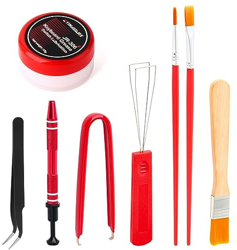 RunJRX Kit de Herramientas para Quitar teclados, Juego de 8 Piezas, lubricante para teclados de 10 g, Extractor de Teclas, Kit de lubricante para teclados, Extractor de interruptores