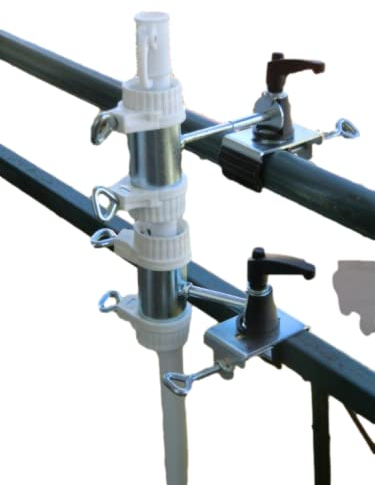 STABIELO AKTION - 2 STCK SCHIRMHALTER für Stöcke 25-42 mm ø mit 6 cm ABSTANDSACHSE - GELÄNDER bis 65 mm Ø - Patent Holly