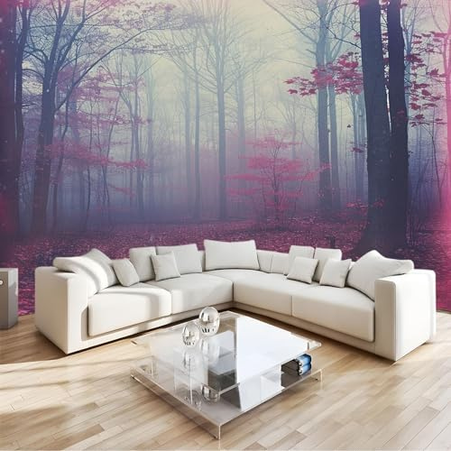 Fotomural paisaje de arce del bosque Fotomural Pared, 250x175 cm Papel Pintado 3D, Fotomurales Decoración de Comedores Moderna Lana Sala Cuarto Salón