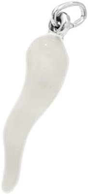 Gold Gala Ciondolo Corno Portafortuna in Argento 925, Pendente Cornetto Napoletano per Collane e Bracciali (2.2 cm, Bianco)