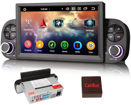 Erisin Android 14 Autoradio Navigatore per Fiat Panda 2013-2020 Supporto Senza fili Carplay Android Auto GPS DSP WiFi SWC RDS Canbus FM Radio bluetooth con schermo 8-Core 4GB+64GB