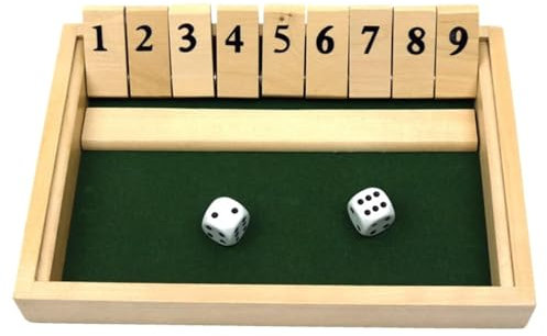 Shut The Box Spiel 2-Spieler, Heimtischspiel-2-Spieler Holz Brettspiel Holz Mathematik Traditional Pub Board Würfelspiel Reisen Great Family Brettspiele Urlaub für Kinder und Erwachsene