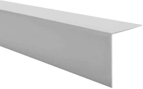 Quest Cornière d'angle PVC 50 x 20 mm Autoadhésive - Gris, 150 cm | Profilé de protection des bords en PVC rigide, résistant aux chocs, sans perçage, murs et rebords, maison & bureau