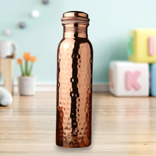 2activelife Pure Copper Water Bottle 600ml (20.28 oz) | Hammered Leak-Resistant Design | Ayurvedic Wellness Enhancer | Sturdy Airtight Cap | 100% Copper for Natural Health Benefits