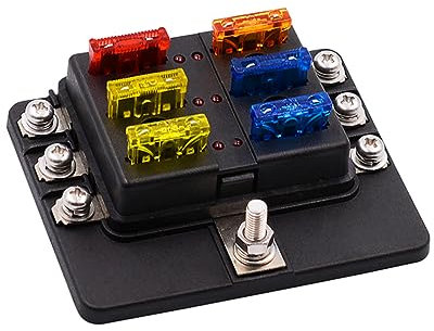 MOLUCKFU 32v Rv Sicherungsbox Mit Schraubanschlüssen Eingangs Und Ausgangsverbindungen Für Einfache Überprüfung Defekter Sicherungen Rote Für Und Wohnmobile