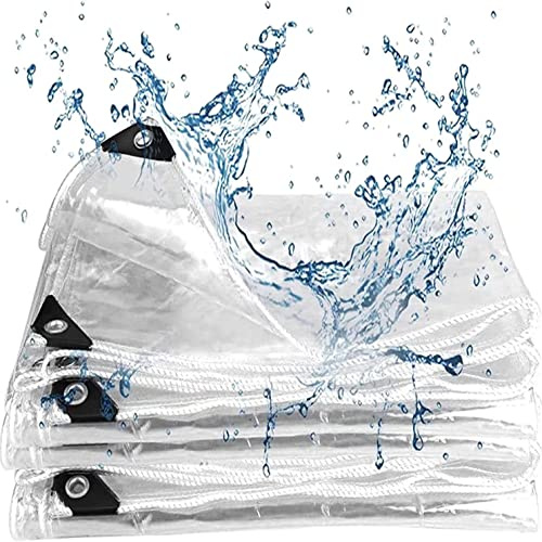 Bâche transparente en plastique imperméable avec œillets - 7 x 5,1 m - Pour parterres de fleurs - 500 g/m²