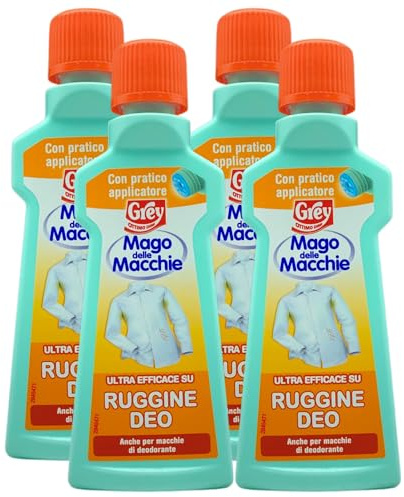 Mago Delle Macchie Ultra Efficace Su RUGGINE DEO, Smacchiatore Specifico Per Tessuti. Ruggine, Anche Per Macchie Di Deodorante. Con Pratico Applicatore 50ml (4 Unità)
