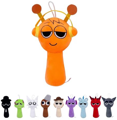 nnOuOnn Stick Plush for Adult Fans, Soft Cute Animal Stuffed Figures for Game Fans Gift Sofa Car Bedroom Decoration Applicable age over 18 years old (Orange)