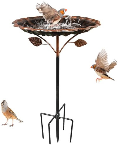 Vogeltränke für den Außenbereich aus Metall mit 5 Spitzen, Vogelfutterstation für den Außenbereich, 85 cm, Vogeltränke für den Garten, Bodenwanne für Wildvögel