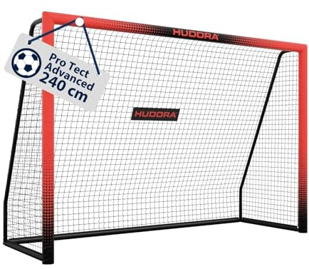HUDORA Fotbollsmål Pro Tect Advanced – fotbollsmål för utomhus med nät och väderbeständig hölje för barn/vuxna – enkel montering i trädgården – högkvalitativ målvägg med blixtlås och kardborrfästen