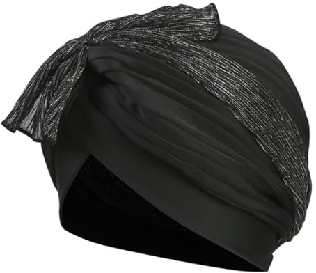 Cuffia da nuoto da donna, a pelo lungo, da donna, a forma di turbante, per capelli lunghi (fascia argentata)