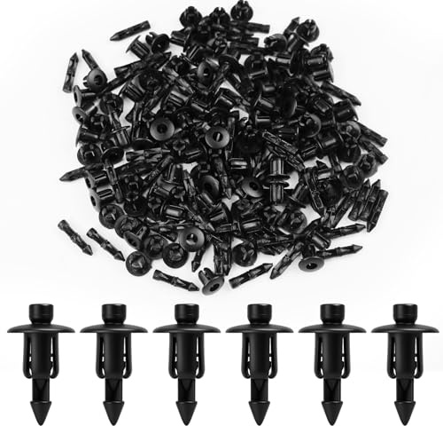Richunie Kunststoffnieten 6 mm, 100 Stück Kunststoff Nieten Kunststoff-Clips Nieten Motorrad Verkleidung Trim Befestigungsplatte