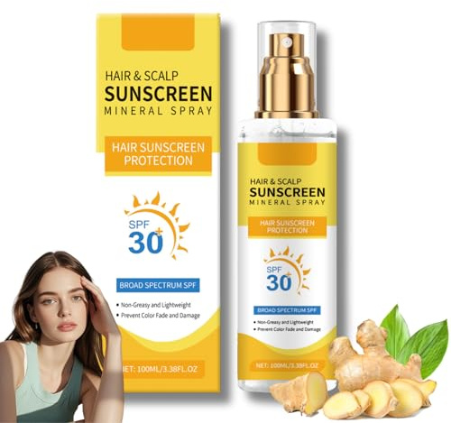 UV Hair Protector Spray SPF 30+,Scalp and Hair Sun Protection Spray,Non-Greasy Sun Protection for Hair,Waterproof Anti-Fade Moisturizing Formula,Hair UV Protector for All Type Hair,Hiking/Beach