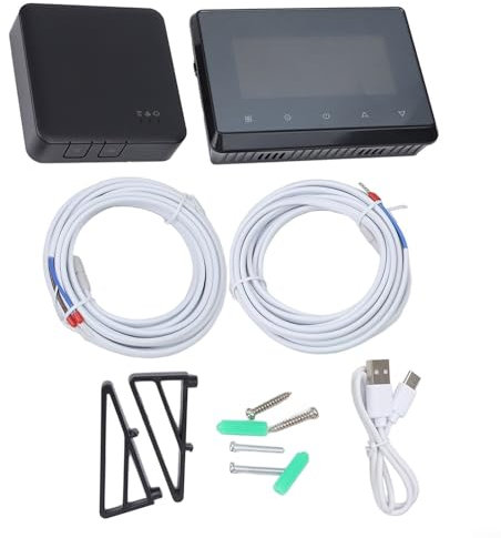 Termostato WiFi con controllo vocale con impostazioni accurate della temperatura per un riscaldamento efficace (nero + sensore)
