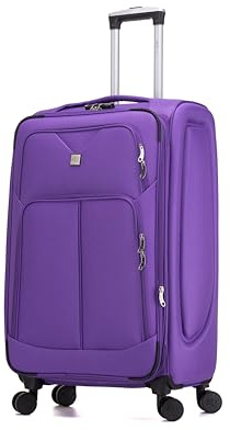 ATX Luggage Large Suitcase Expandable Soft Shell Durable Lightweight Hold Check in Trolley Case with 4 Dual Spinner Wheels and Built-in 3 Digit Combination Lock (Purple, 109Liters)