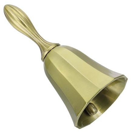 sourcing map Campanella a mano forte, 4,6 cm, per servizio di cena nuziale, in lega lucida, stile vintage, per ristorante, comodino, meditazione, bronzo