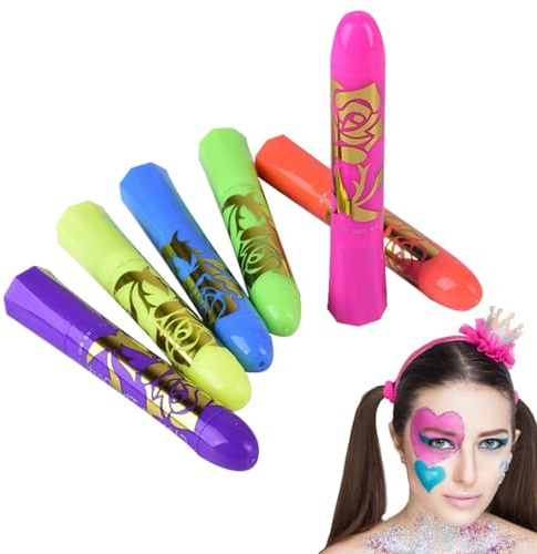 Körperfarbe, Neonfarben, leuchtende Gesichtsstifte, waschbar, sicher für Party, Halloween, Kostüm, Geburtstag, Club, Erwachsene