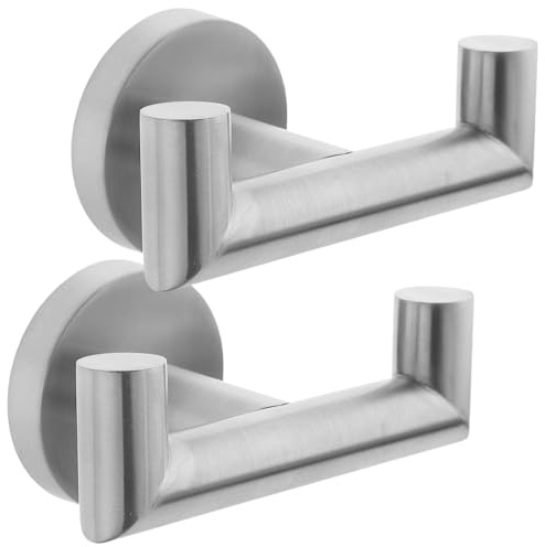 BAZEITFLOW 2 pezzi Ganci da Parete in Acciaio Inossidabile Appendini Doppi per Asciugamani e Cappotti Design Compatto e Versatile per Bagno Cucina e Camera da Finitura Satinata Nero e Oro