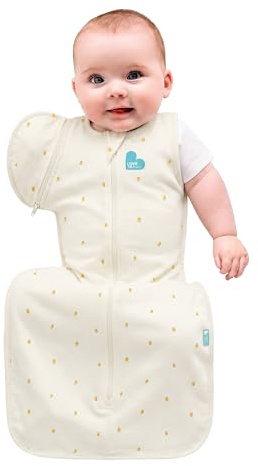 Love To Dream Swaddle Up Übergangssack Bamboo Lite, grauer Punkt, eng anliegende Passform, abnehmbare Flügel, 1,0 Tog (20–24 °C), maschinenwaschbar, Von Hebammen empfohlen