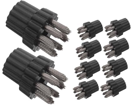 POPETPOP 10 Pezzi Spazzole Ricambio per Pulitore Vapore con Setole in Acciaio Resistenti al Calore Accessori per Scopa Vapore Spazzole Pulizia Intensiva per Casa e Macchine