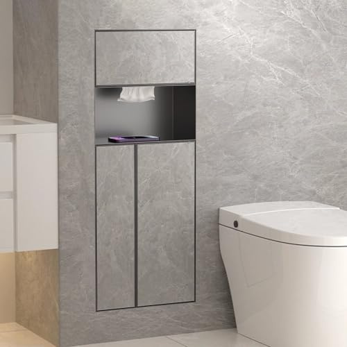 Vibeo Wandnische Dusche Wandmontierter Toilettenpapierhalter mit Ablage, Eingelassener Toilettenpapierhalter aus Edelstahl, Wandnische im Badezimmer mit Papierablage