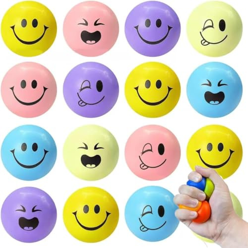 10 Stück Antistressball,Quetschball,6cmLächeln Gesicht Bälle,Gesicht Squeeze Bälle,Anti Stress Spielzeug Bälle,Antistressball Kinder Erwachsene,Party-Zubehör,Feiertagsgeschenke 10 Stile
