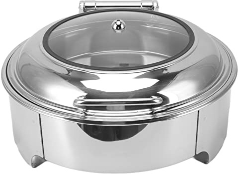 Aoaoy Round Chafing Dishes Stainless Steel Chafer Warmer with Food Tray, Roll Top Lid, for Banquet, Catering Events