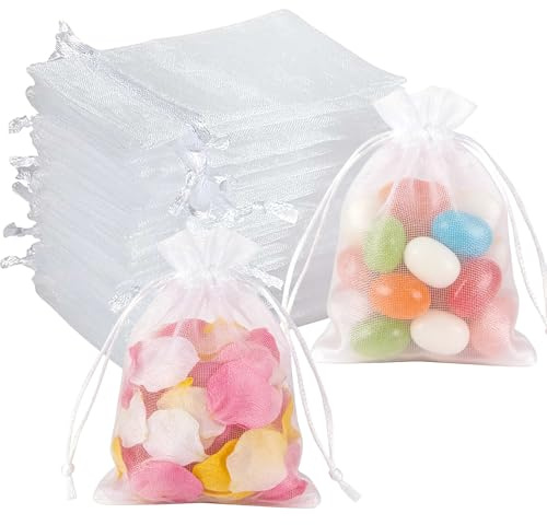 100 Piezas Saquitos de Regalo de Organza, Bolsas para Envoltura de Joyas