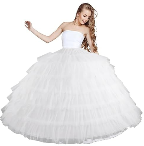 Comebachome Sottoveste Gonna 6 Cerchi Sottogonna Sottogonna in Tulle Lunga 43 Pollici per Donna sotto Abito Gonna a Cerchio da Sposa Regolabile per Abito da Ballo di Nozze Cerimonia Prom, Figürchen