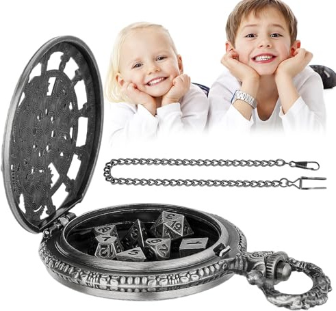 För fickur - vintage metallset, speltillbehör för retro klockfodral, samlarbordsrullsats, klassisk utställningsprydnad | För