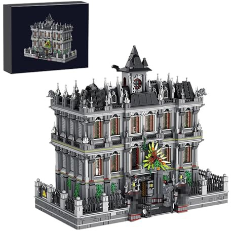 Mocbuiie Lunatic Hospital Architektur Klemmbausteine Haus | 7499 Teile Gotisches Gebäude mit Licht, Dreistöckiger Modular Bausatz für Erwachsene und Sammler, Kompatibel mit Panlos